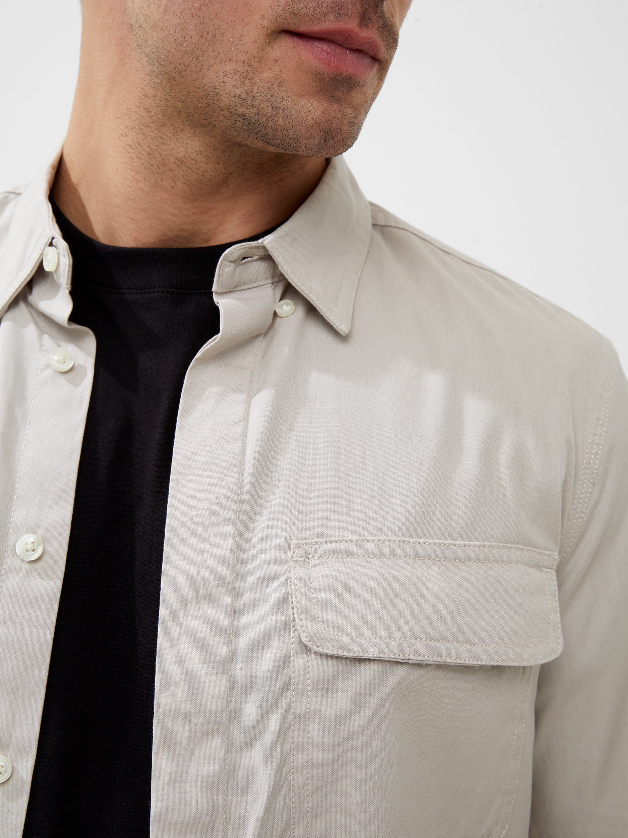 Camisa Overshirt de Algodón con Dos Bolsillos Delanteros