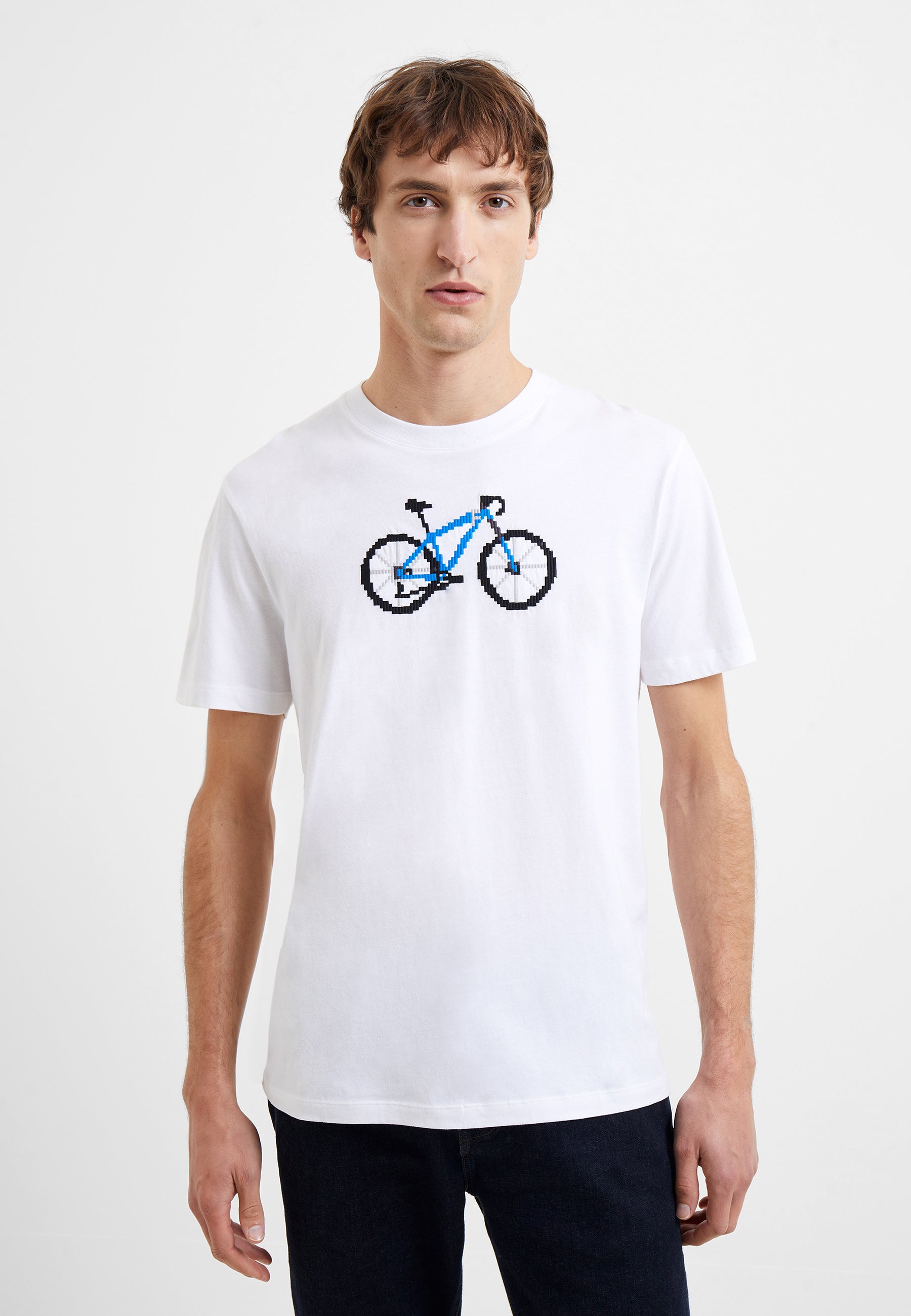 Camiseta Ciclista Creativa con Estampado Pixel Urbano