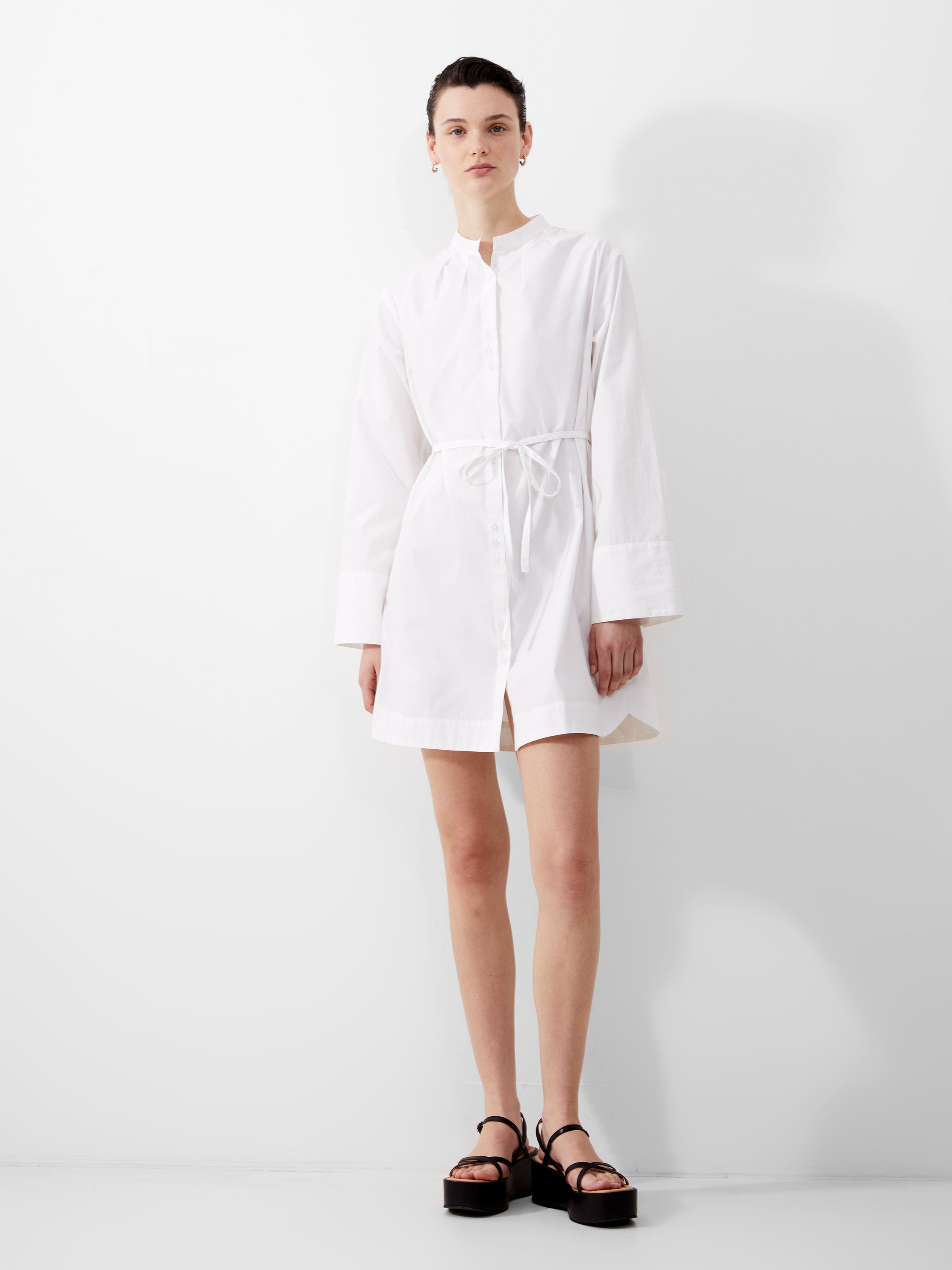 Vestido-Camisa Alissa en Algodón Orgánico con Mangas Voluminosas