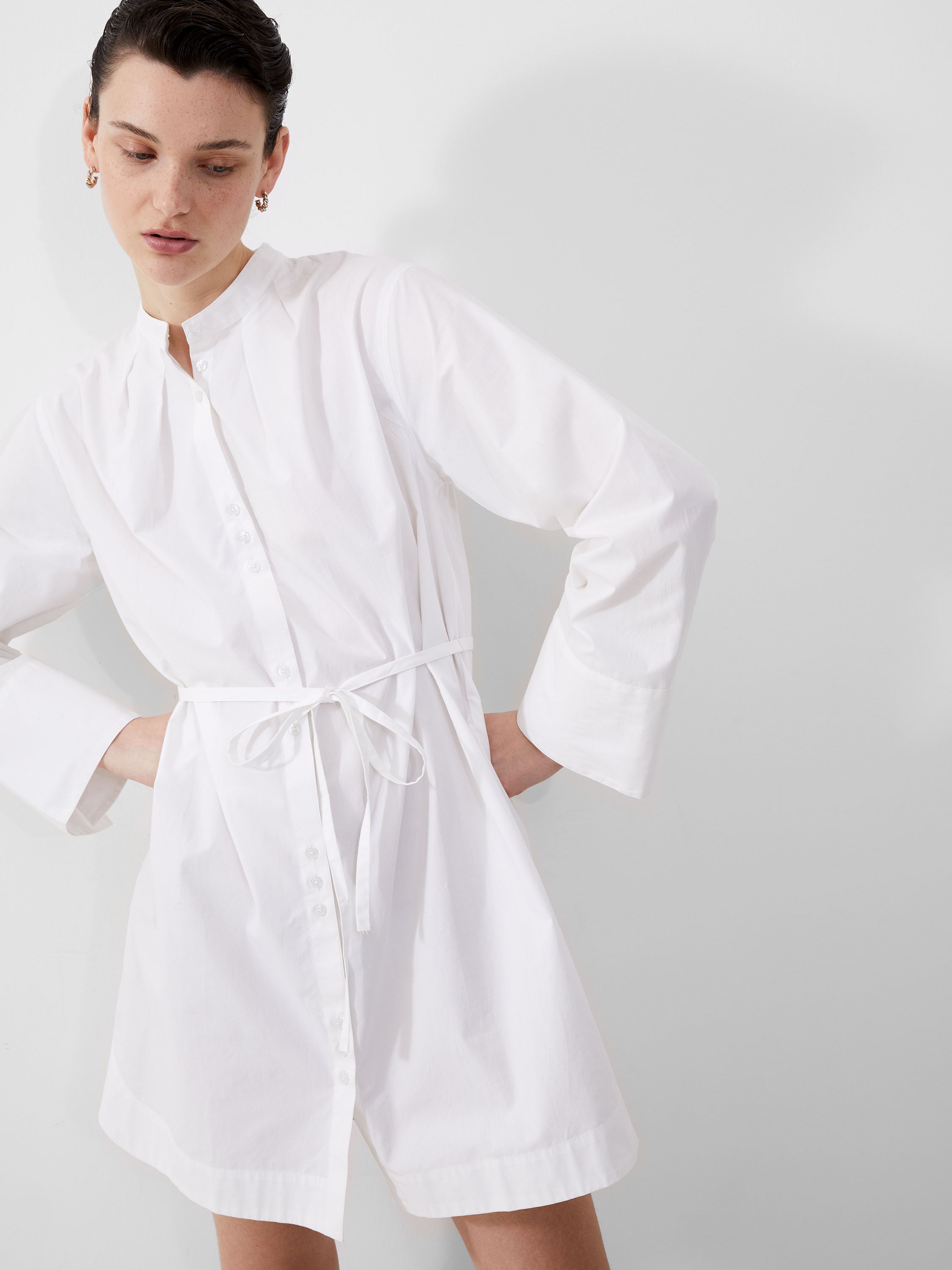Vestido-Camisa Alissa en Algodón Orgánico con Mangas Voluminosas