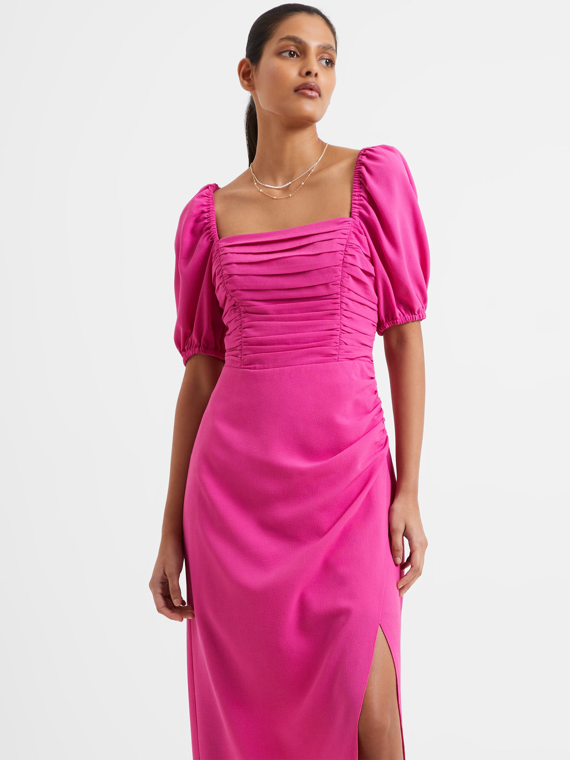 Afina Vestido Mid-Length con Detalles Fruncidos - Estilo Casual Inspirado en Verona