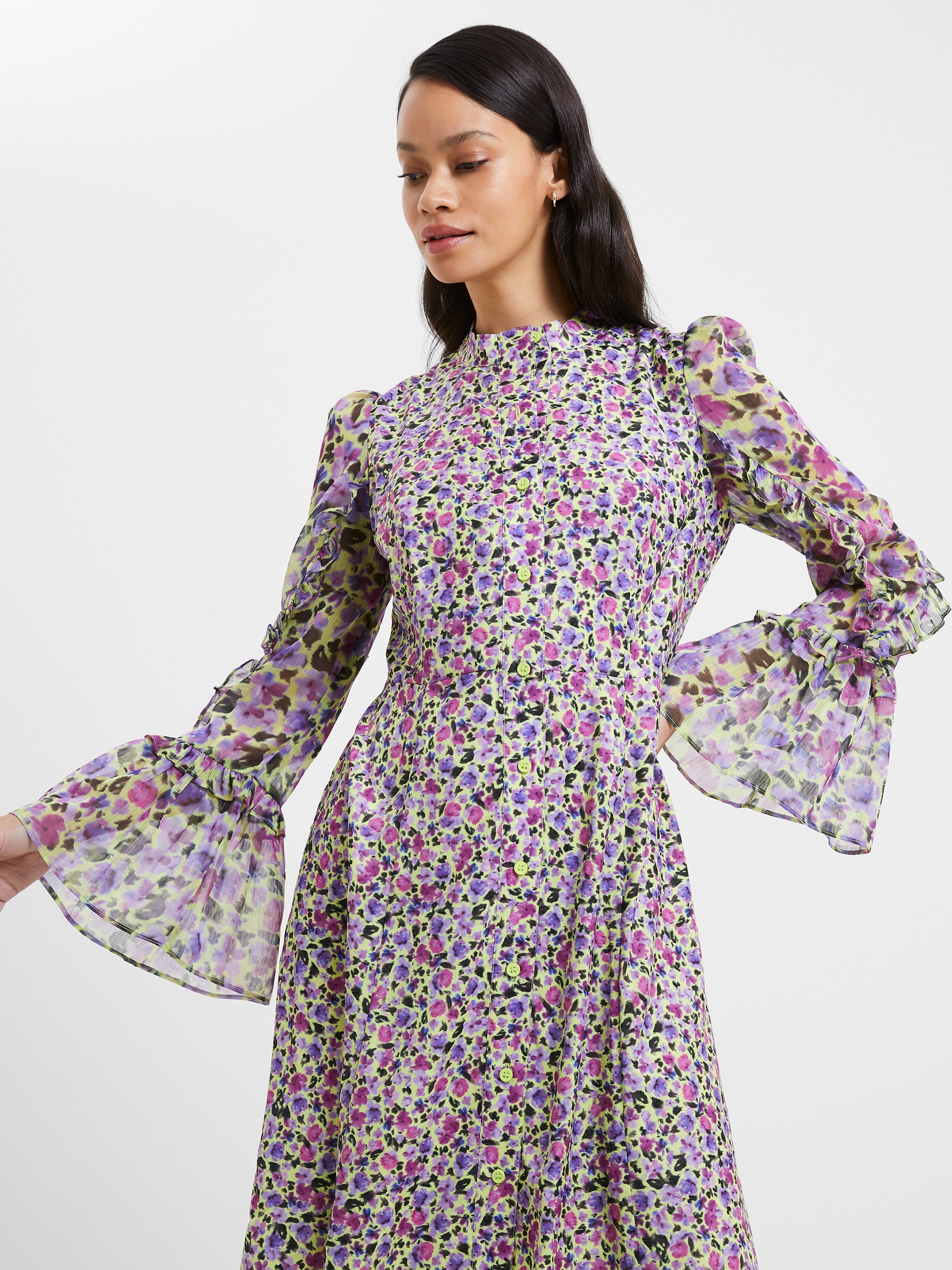 Alezzia Ély Vestido Elegante con Tejido Jacquard Mezclado