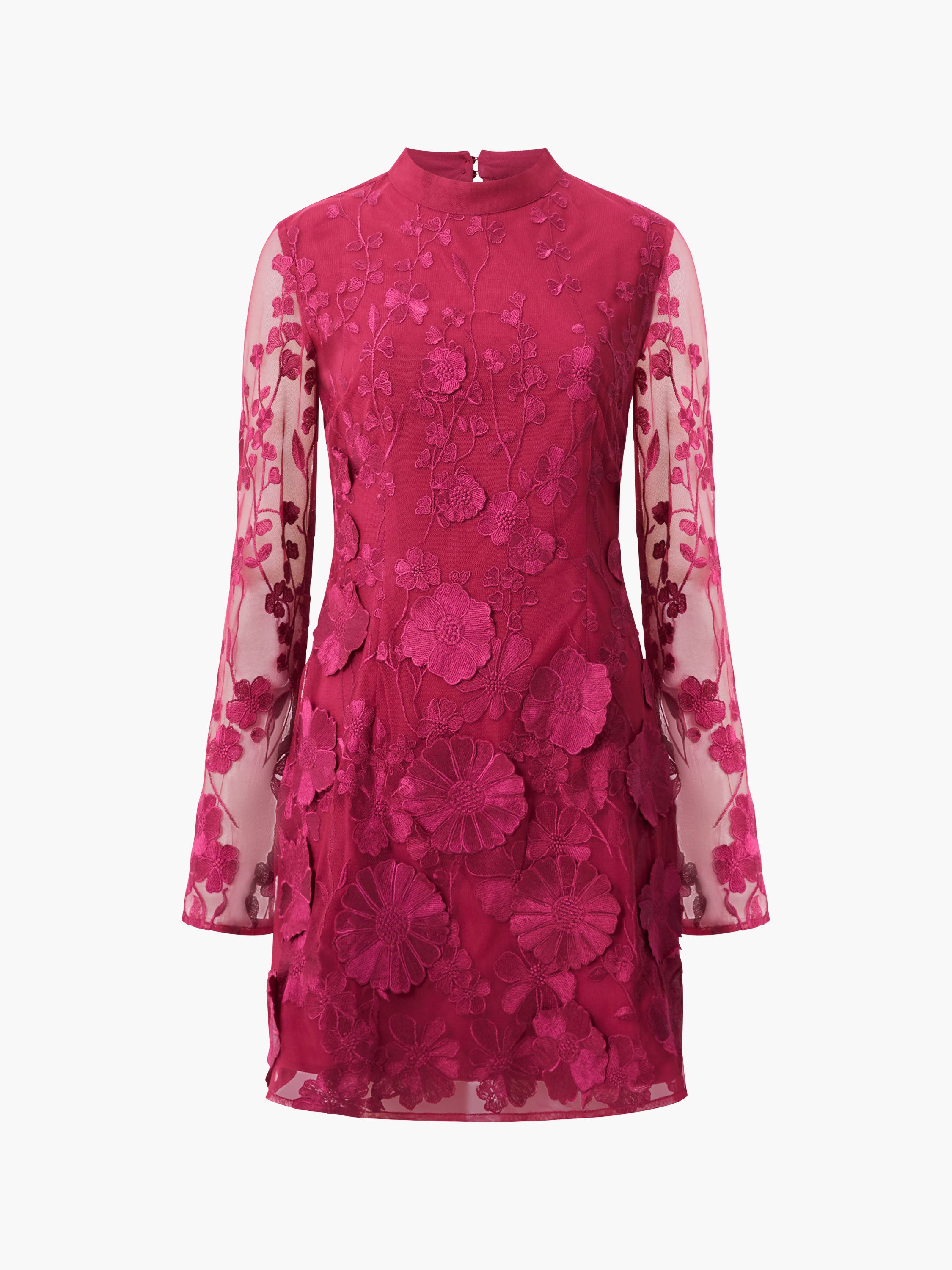 Vestido Corto Astrida con Diseño Floral Tridimensional