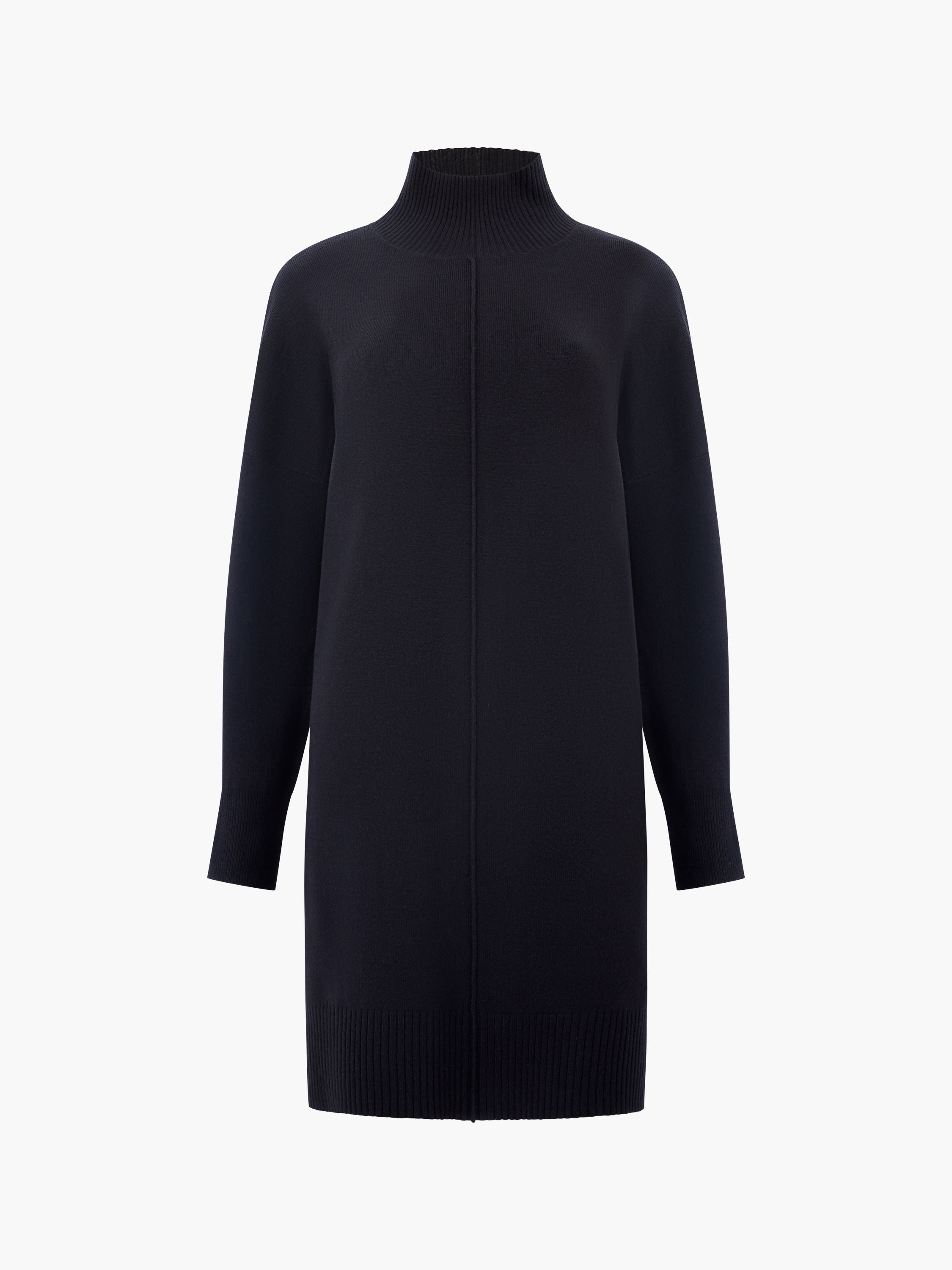 Vestido Corto de Cuello Alto con Detalles de Costura - Tejido Babysoft Ultra Suave