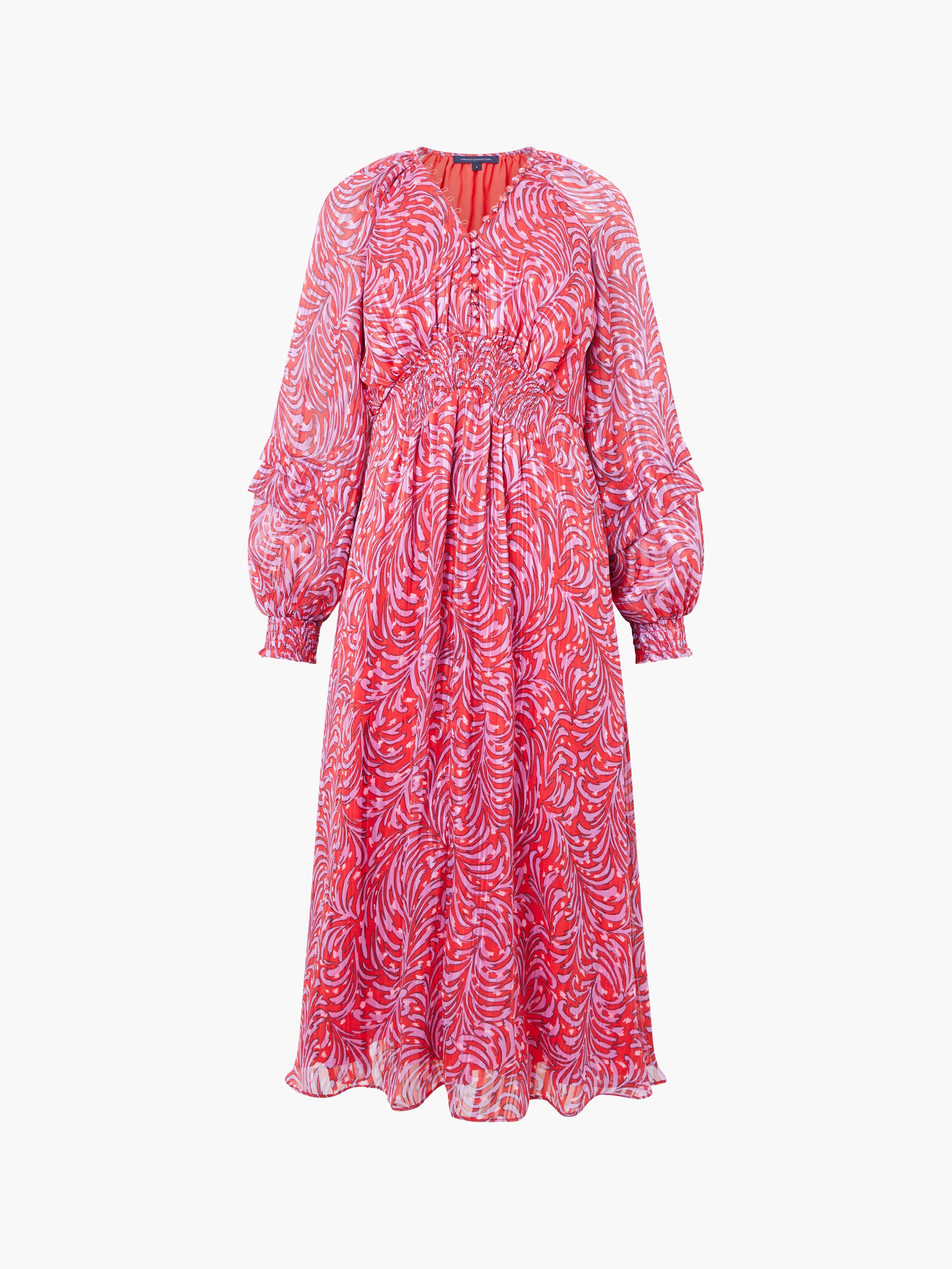 Vestido Midí Estampado Elegante de Manga Larga Amy Callista