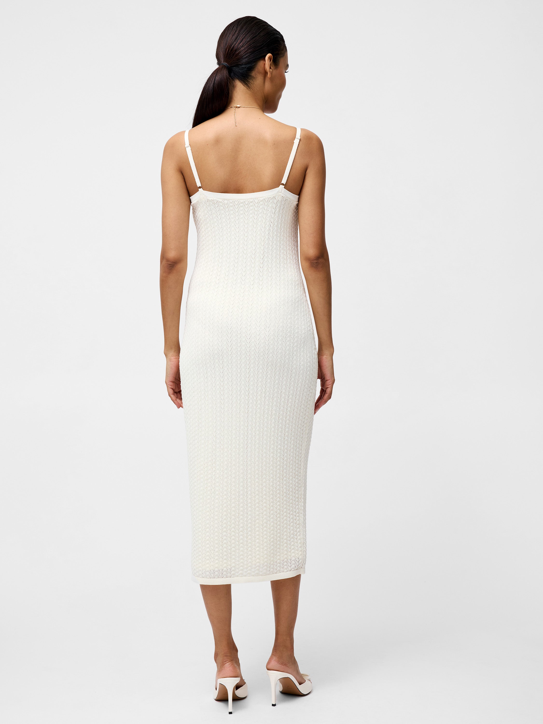 Cotton Blend Pointelle Midi Dress