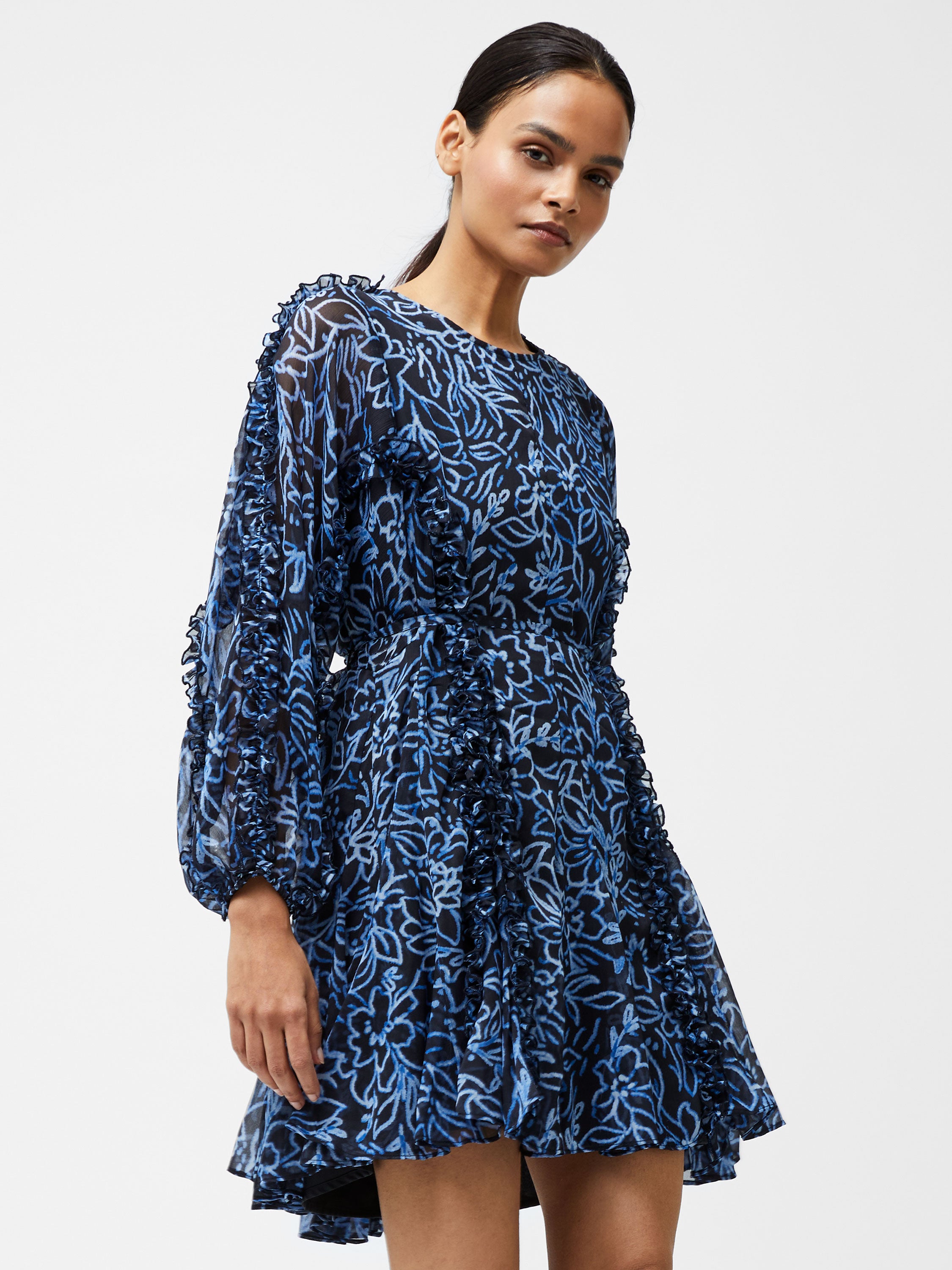 Anna Emina - Vestido Corto de Gasas Transparentes con Detalle Sutil, Elegancia Casual para Verano, Moda Femenina