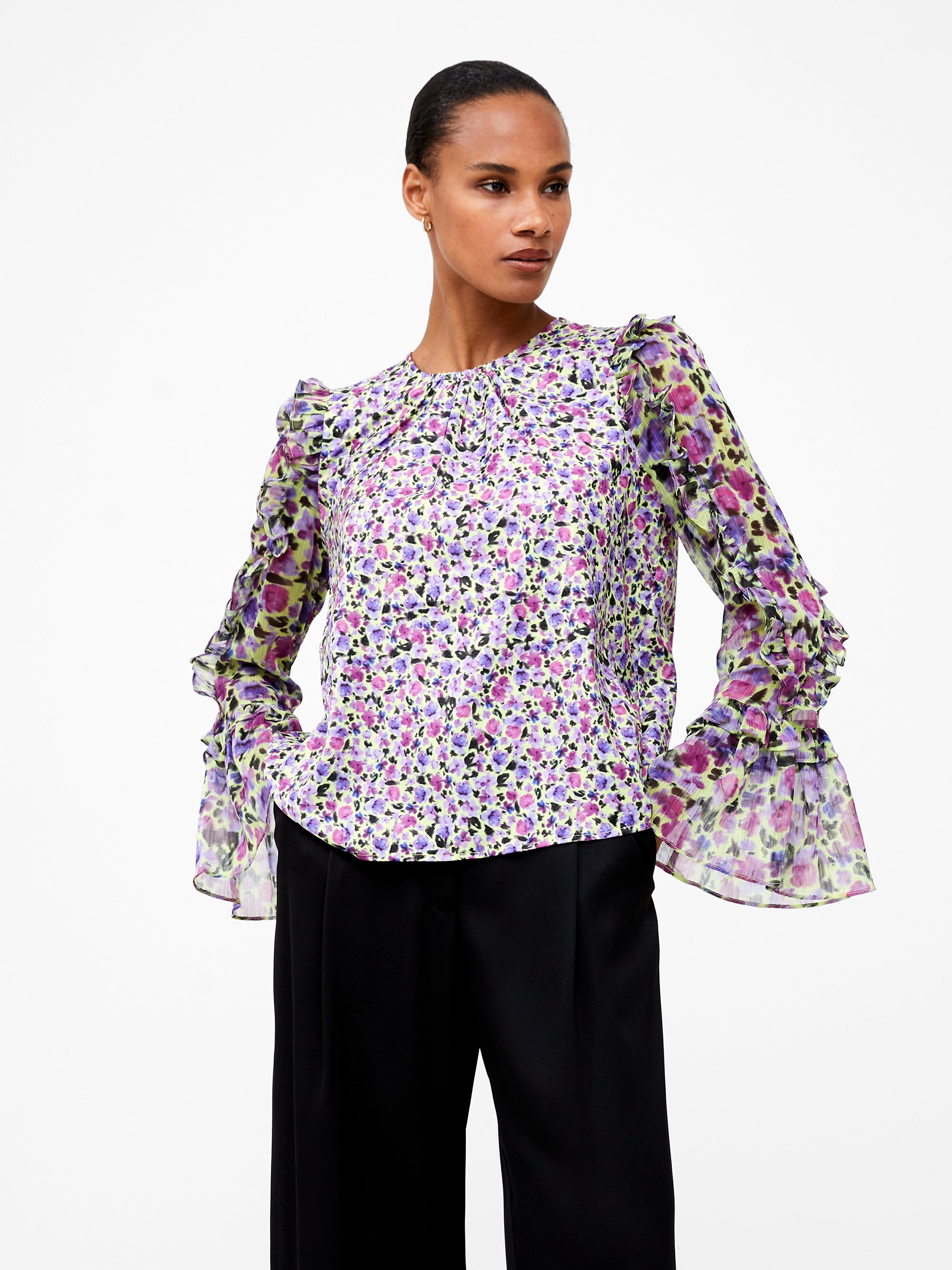 Alezzia Ely Blusa Jacquard con Detalles de Mezcla - Diseño Exclusivo