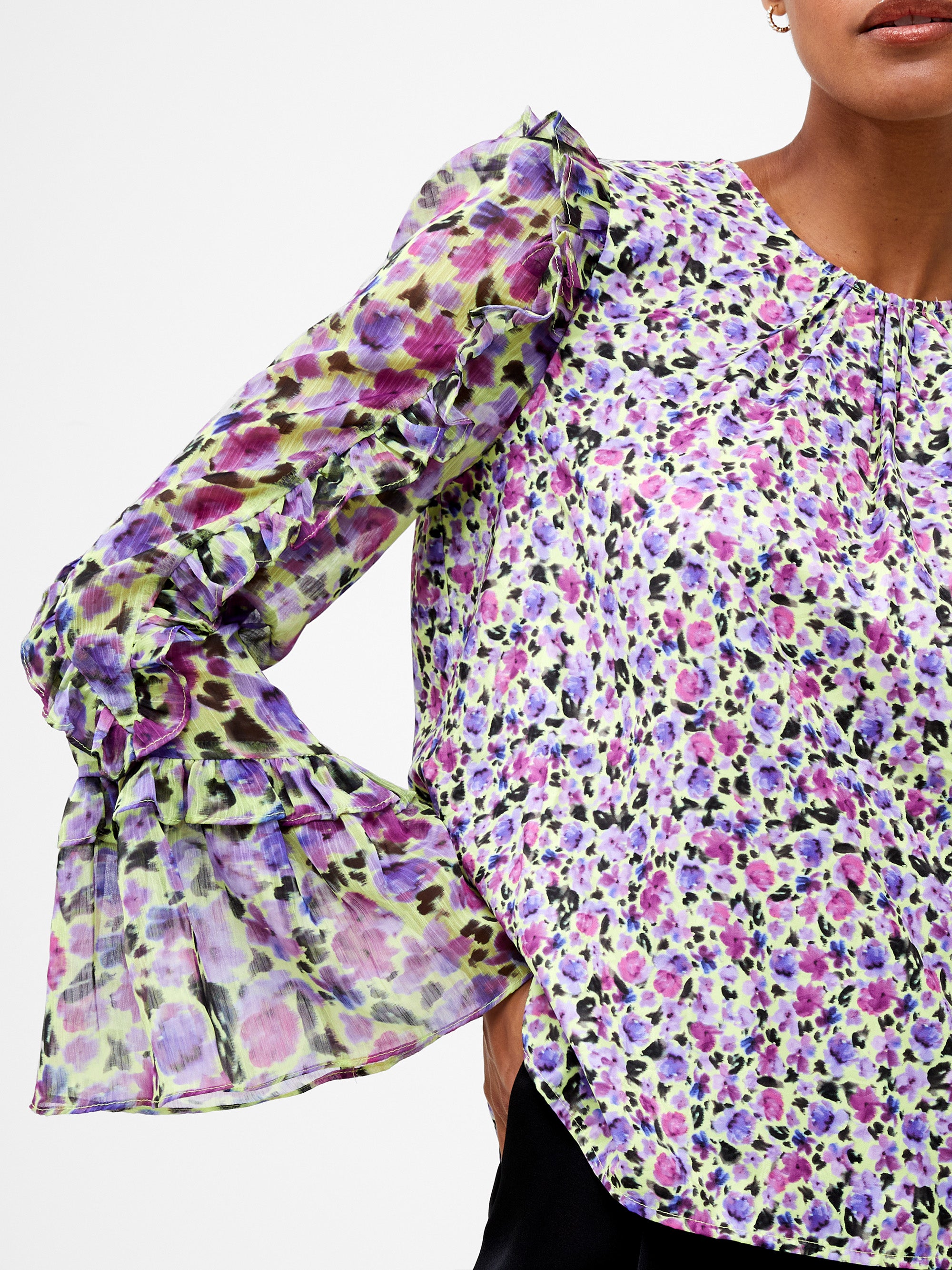 Alezzia Ely Blusa Jacquard con Detalles de Mezcla - Diseño Exclusivo