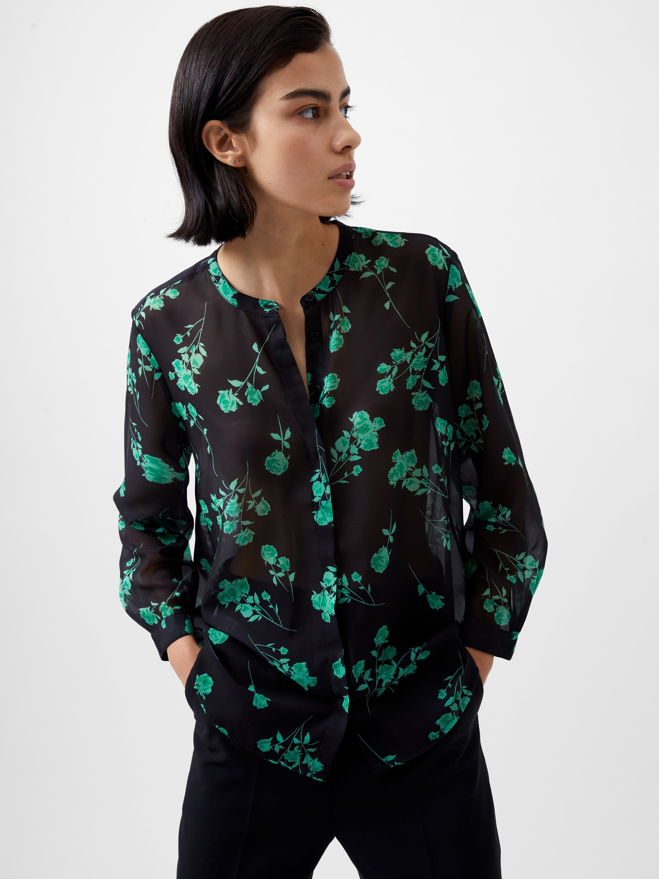 Camisa Alessandra de Mangas Largas con Tejido Reutilizado