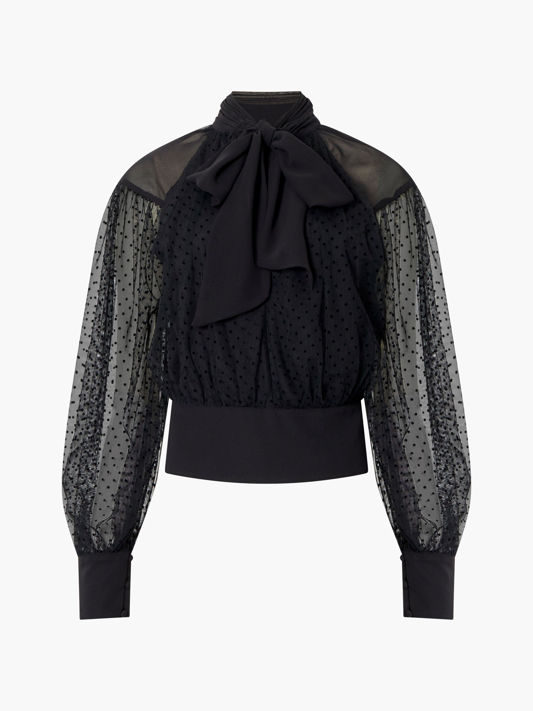 Blusa Elegante de Manga Larga con Combinación de Chiffon Dobby - Alice Moda