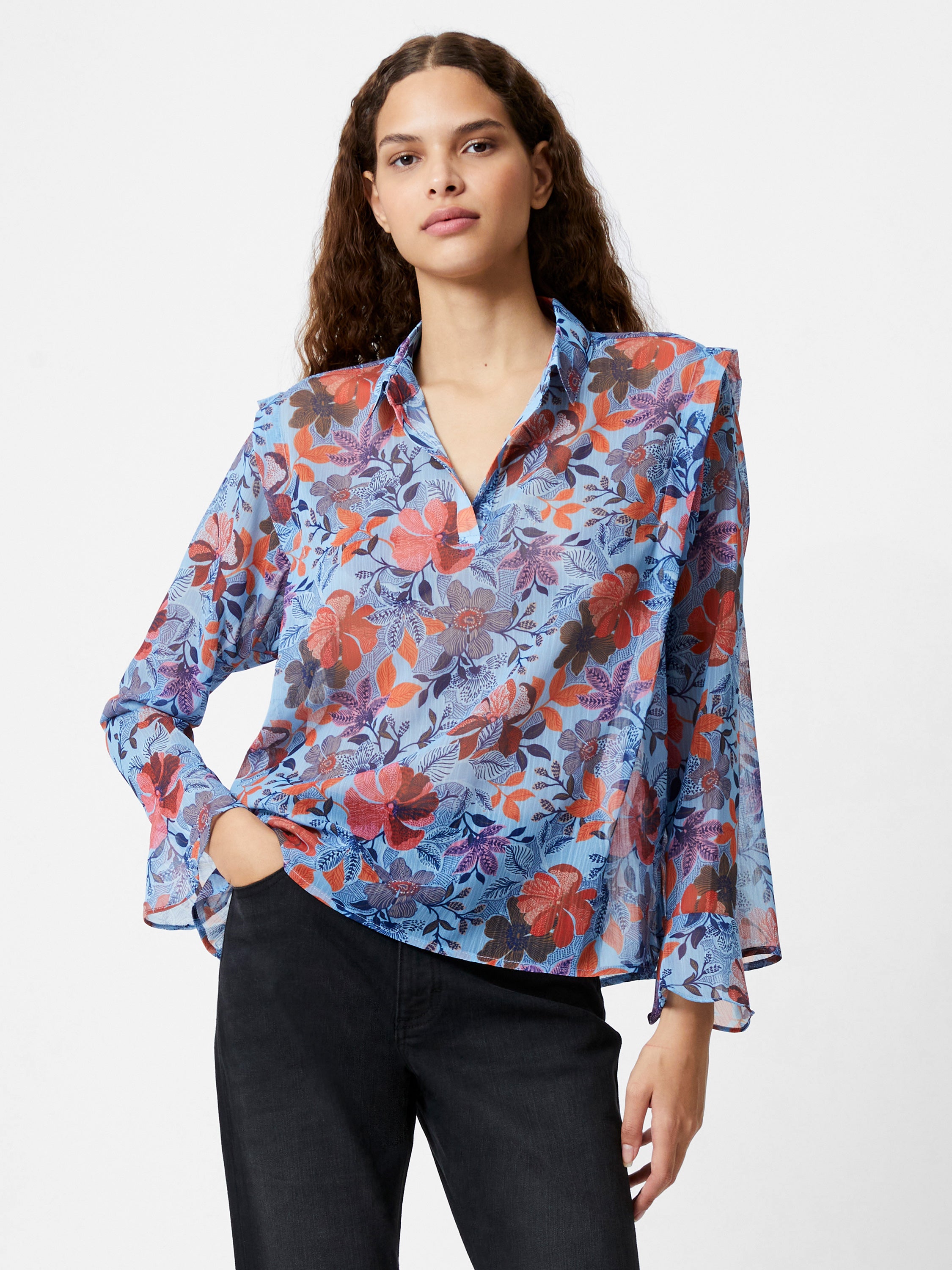 Blusa Elegante de Gasa Adalina con Diseño Popover Casual
