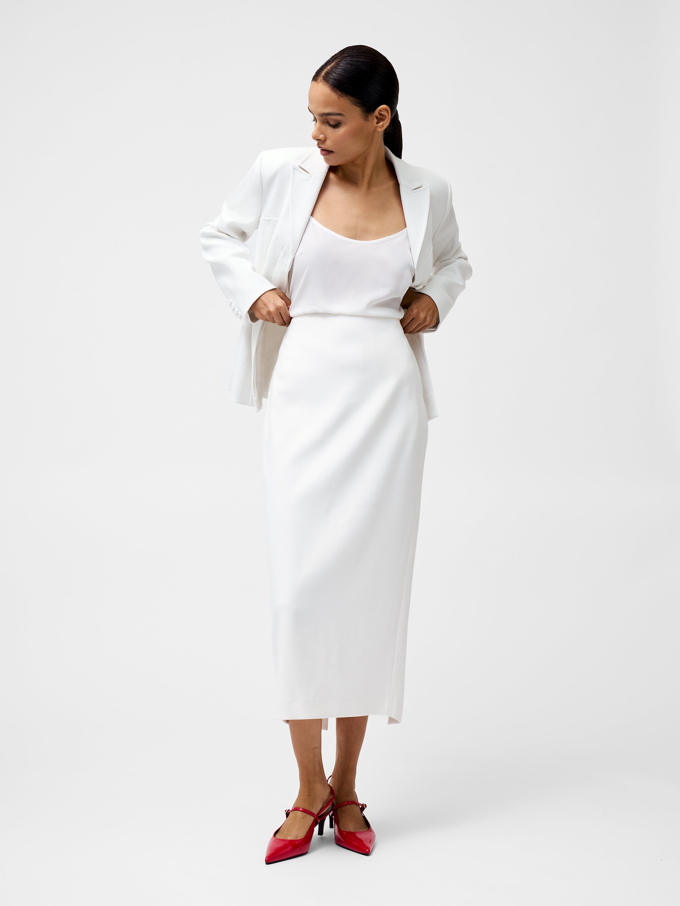 Cannes Twill Split Midi Skirt