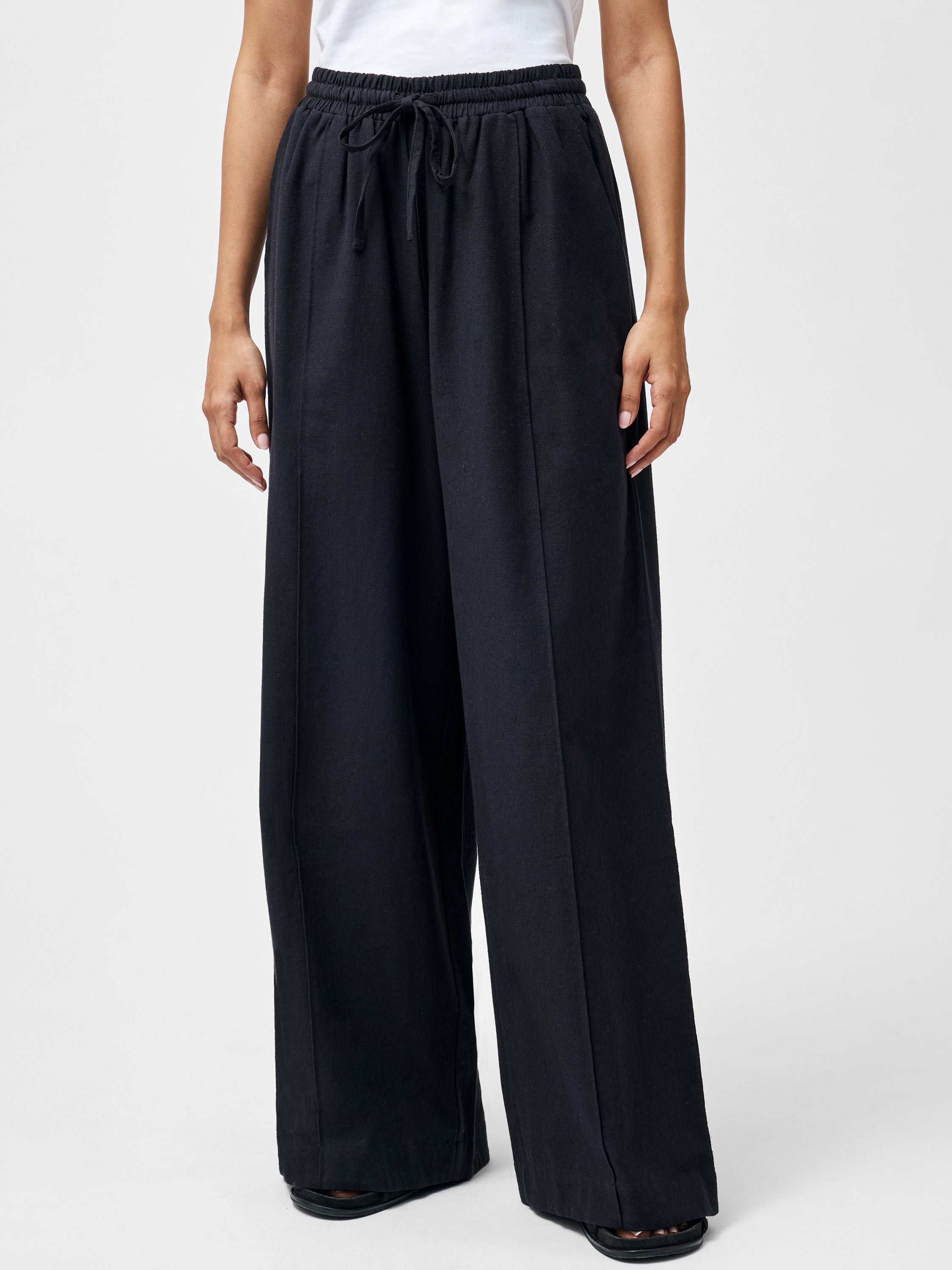 Clare Linen Blend Wide Leg Trousers