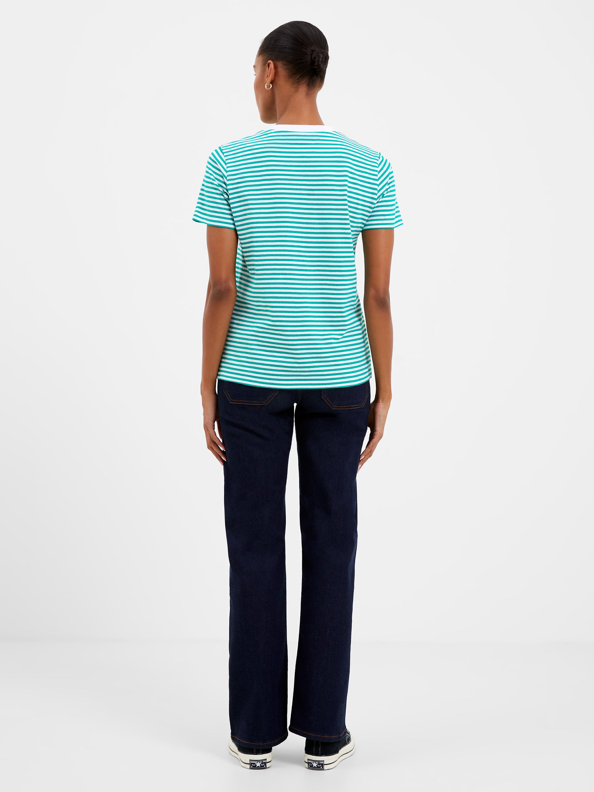 Camiseta Casual con Estampado de Rayas y Detalle Bonjour