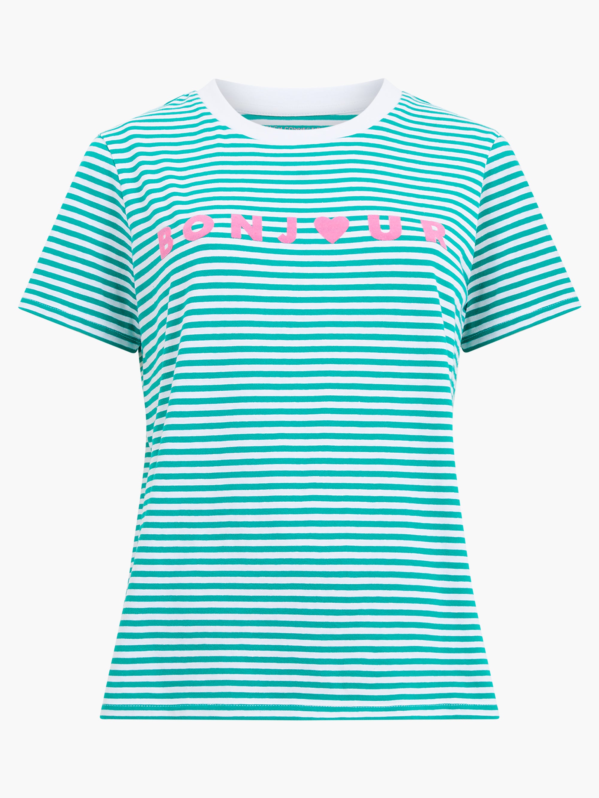 Camiseta Casual con Estampado de Rayas y Detalle Bonjour