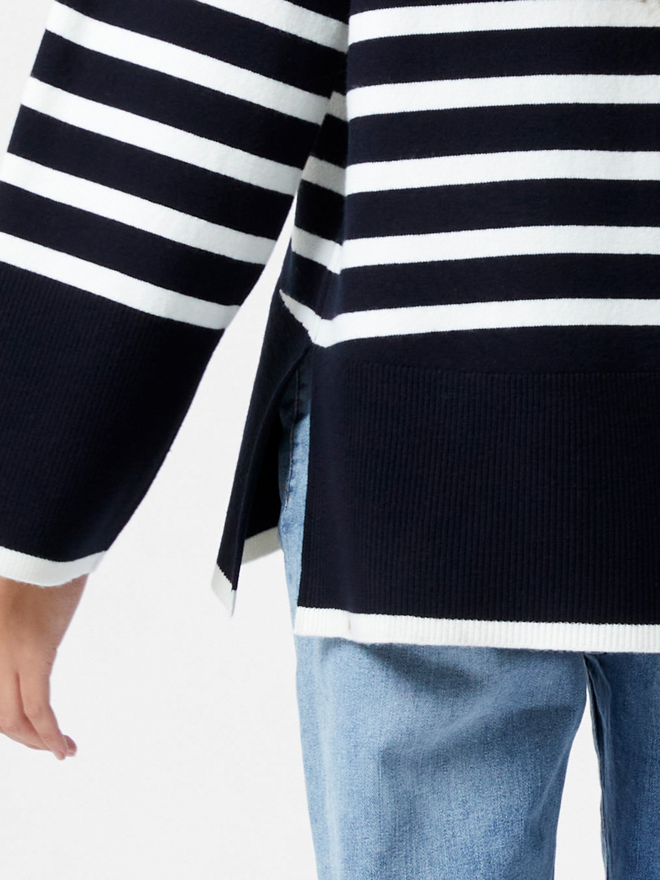 Babysoft Jersey de Cuello Alto con Rayas y Corte Lateral Moderno