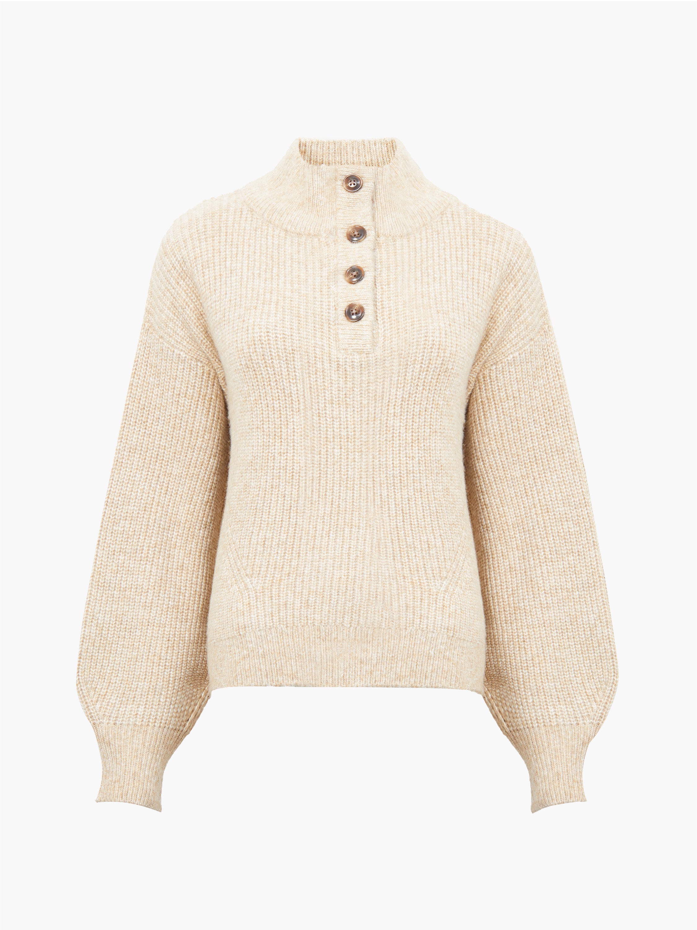 Sweater de punto con hombros caídos y cierre parcial de botones - Diseño moderno en tejido acogedor