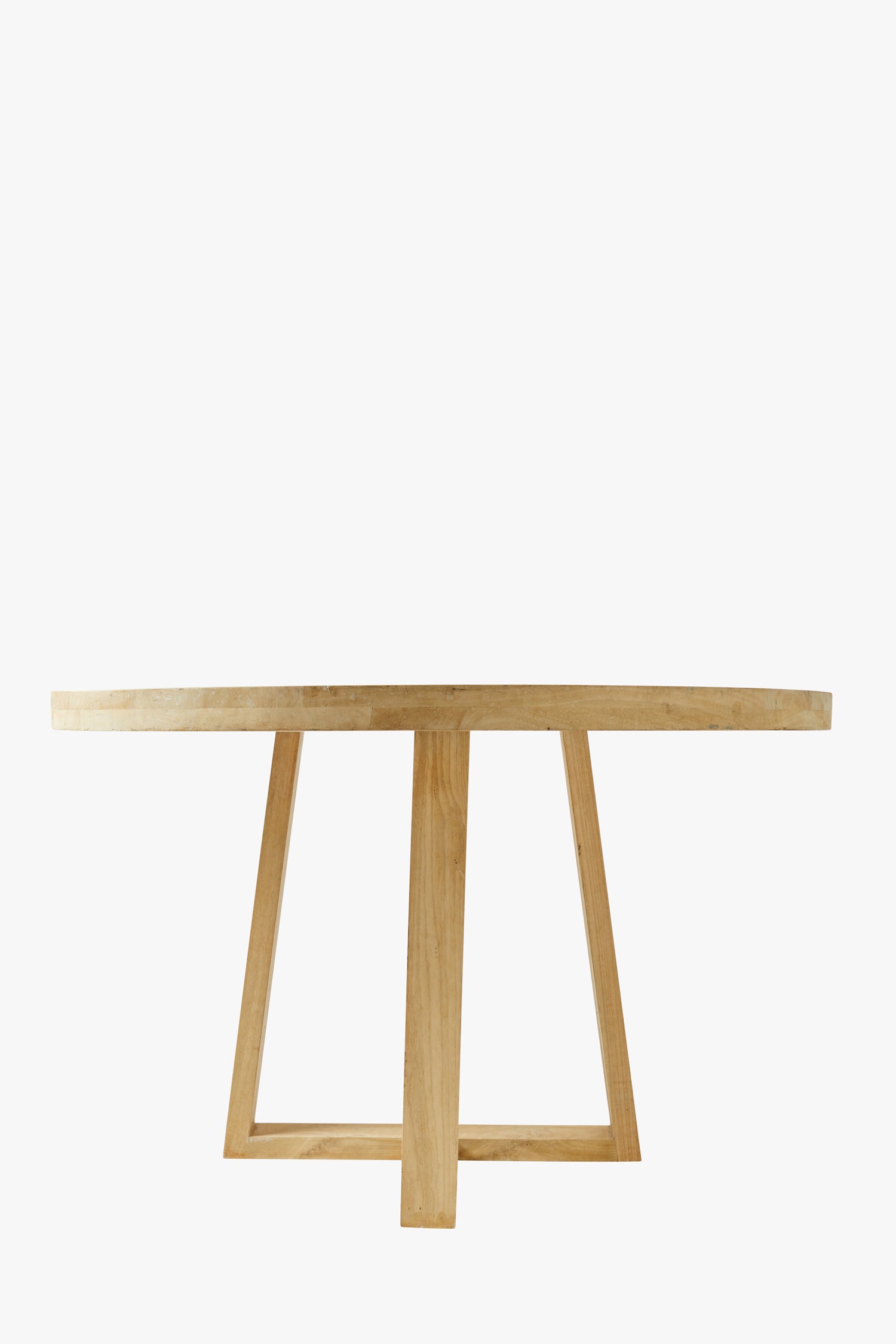 Mesa de comedor circular con acabado rubio suave