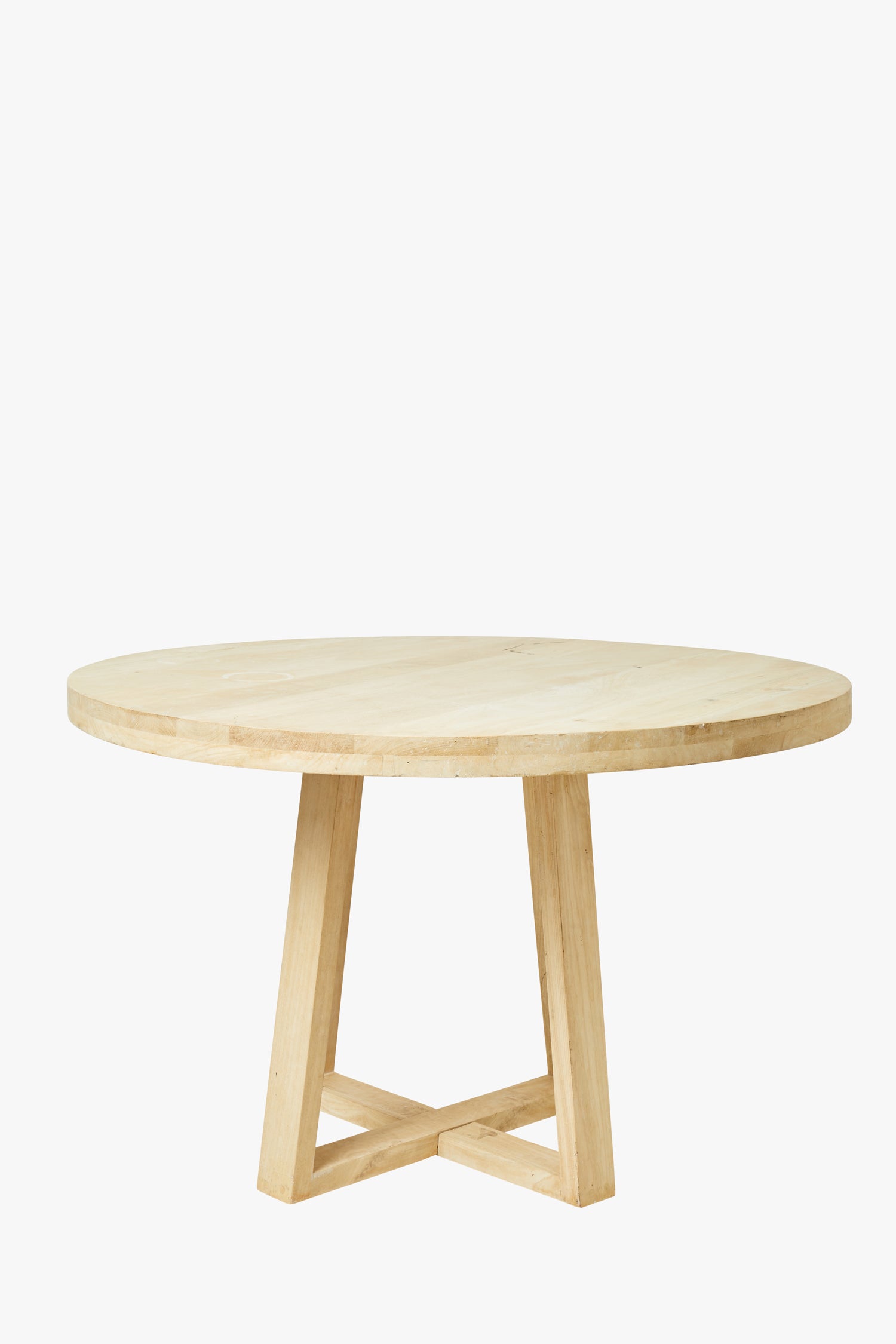Mesa de comedor circular con acabado rubio suave