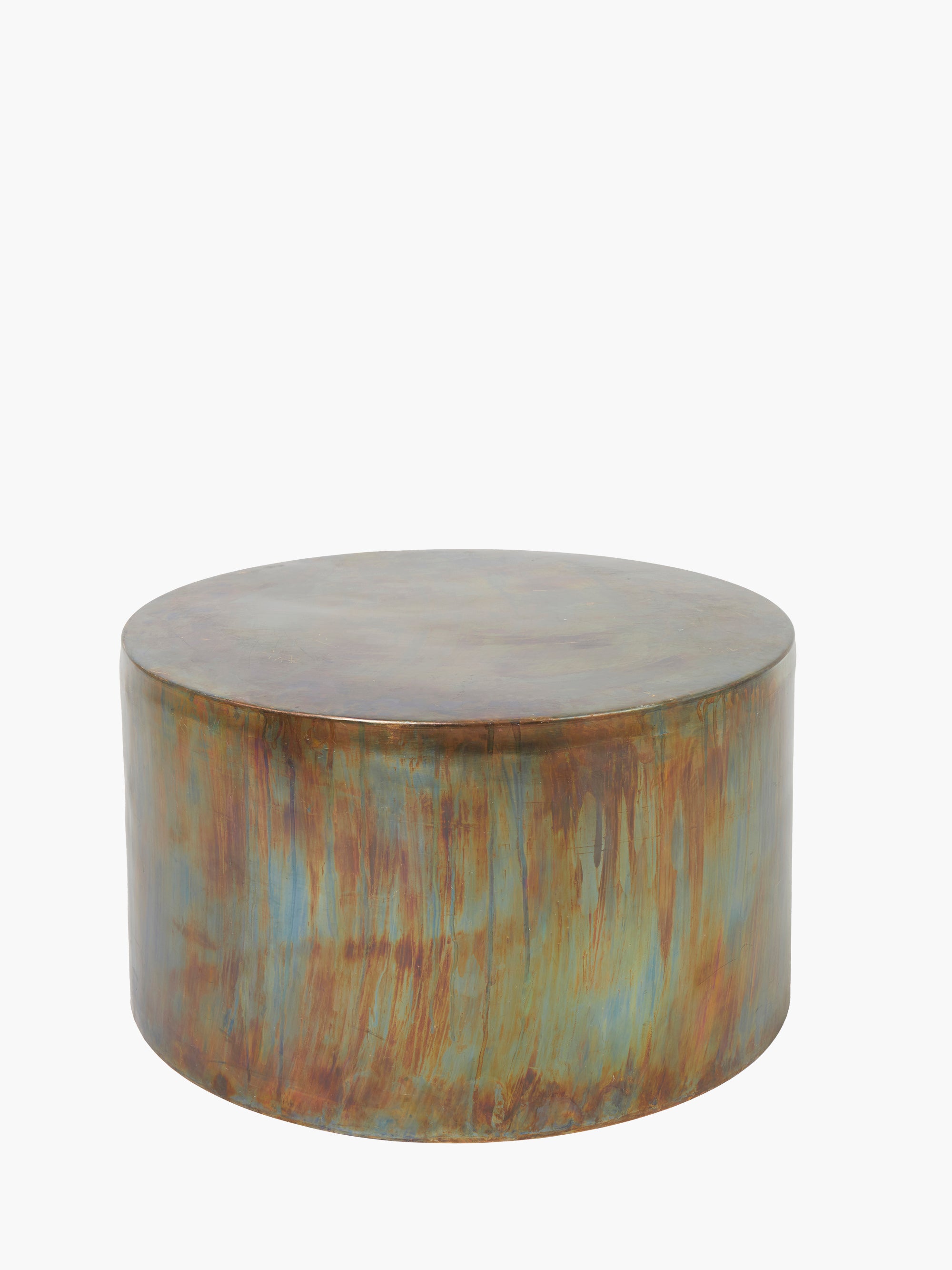 Mesa de Centro en Cobre Envejecido con Diseño Retro y Detalles Artesanales para Decoración de Interiores