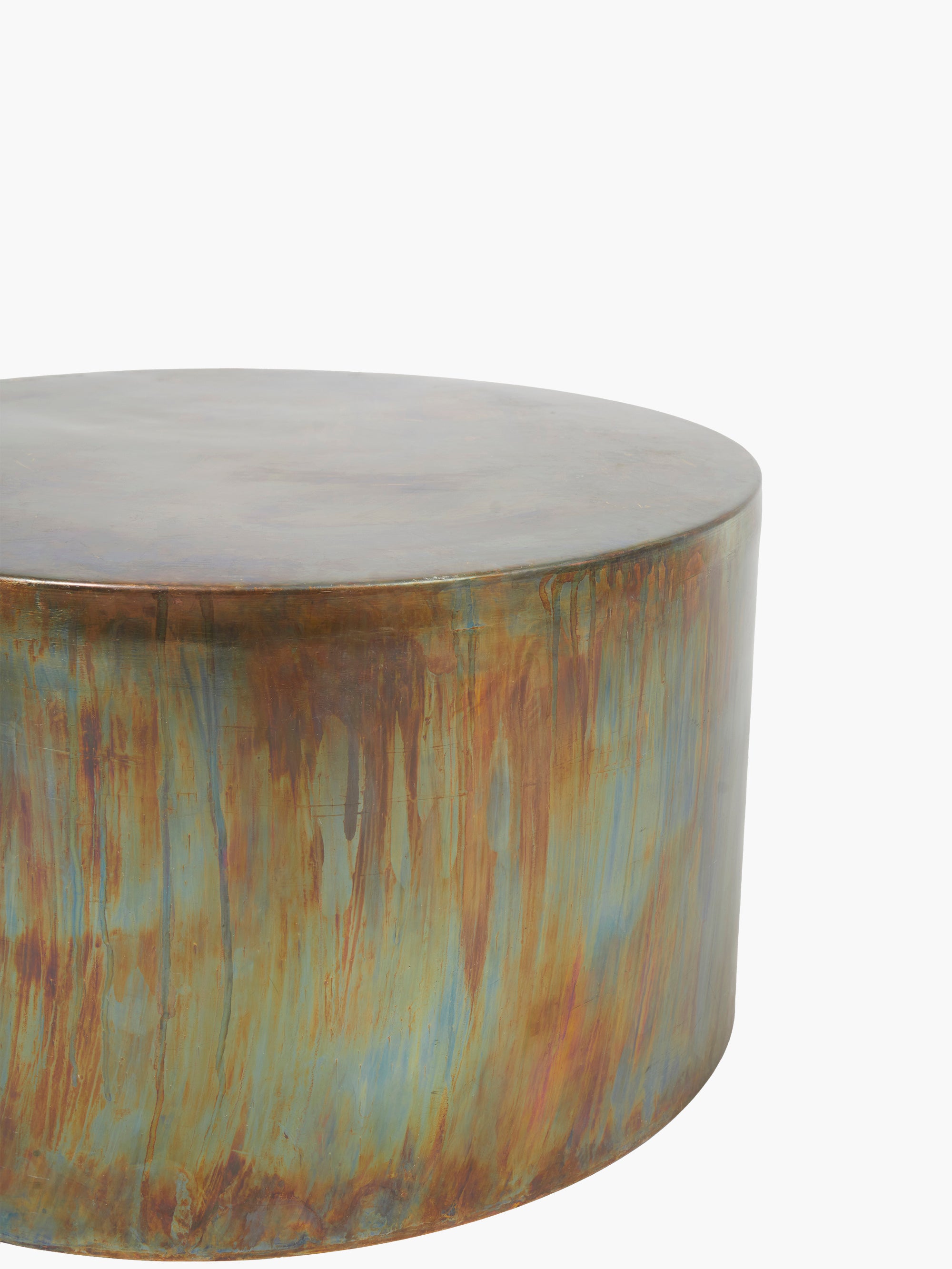 Mesa de Centro en Cobre Envejecido con Diseño Retro y Detalles Artesanales para Decoración de Interiores