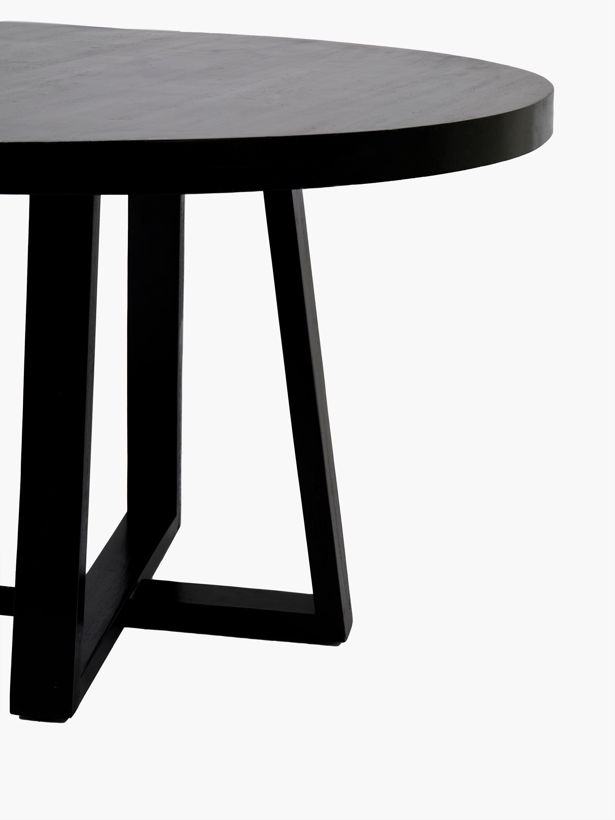 Mesa de comedor circular en ébano con acabado duradero