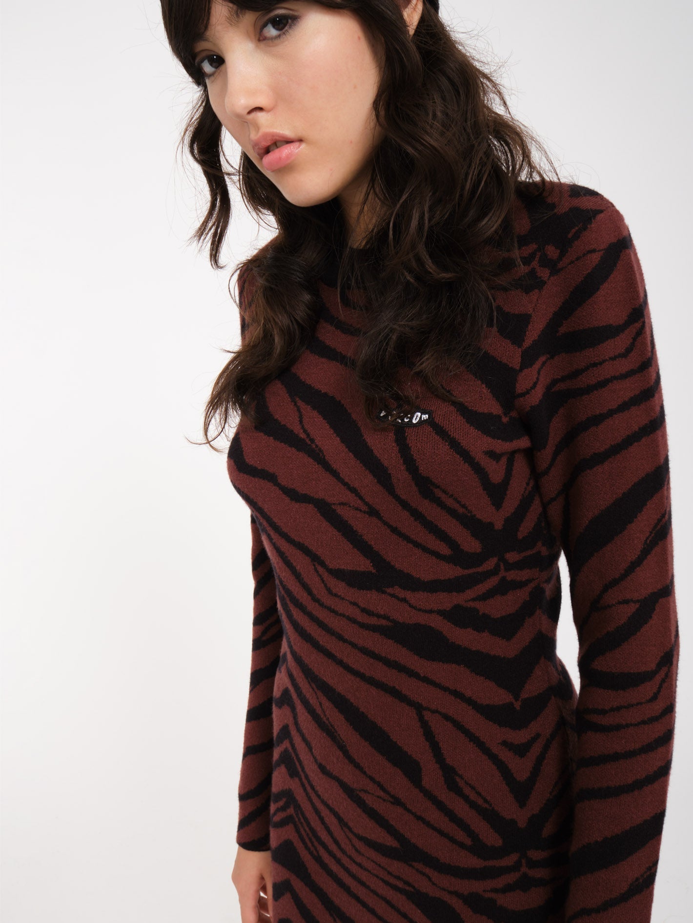 Vestido de Diseño Cebra con Tono Chocolate Amargo