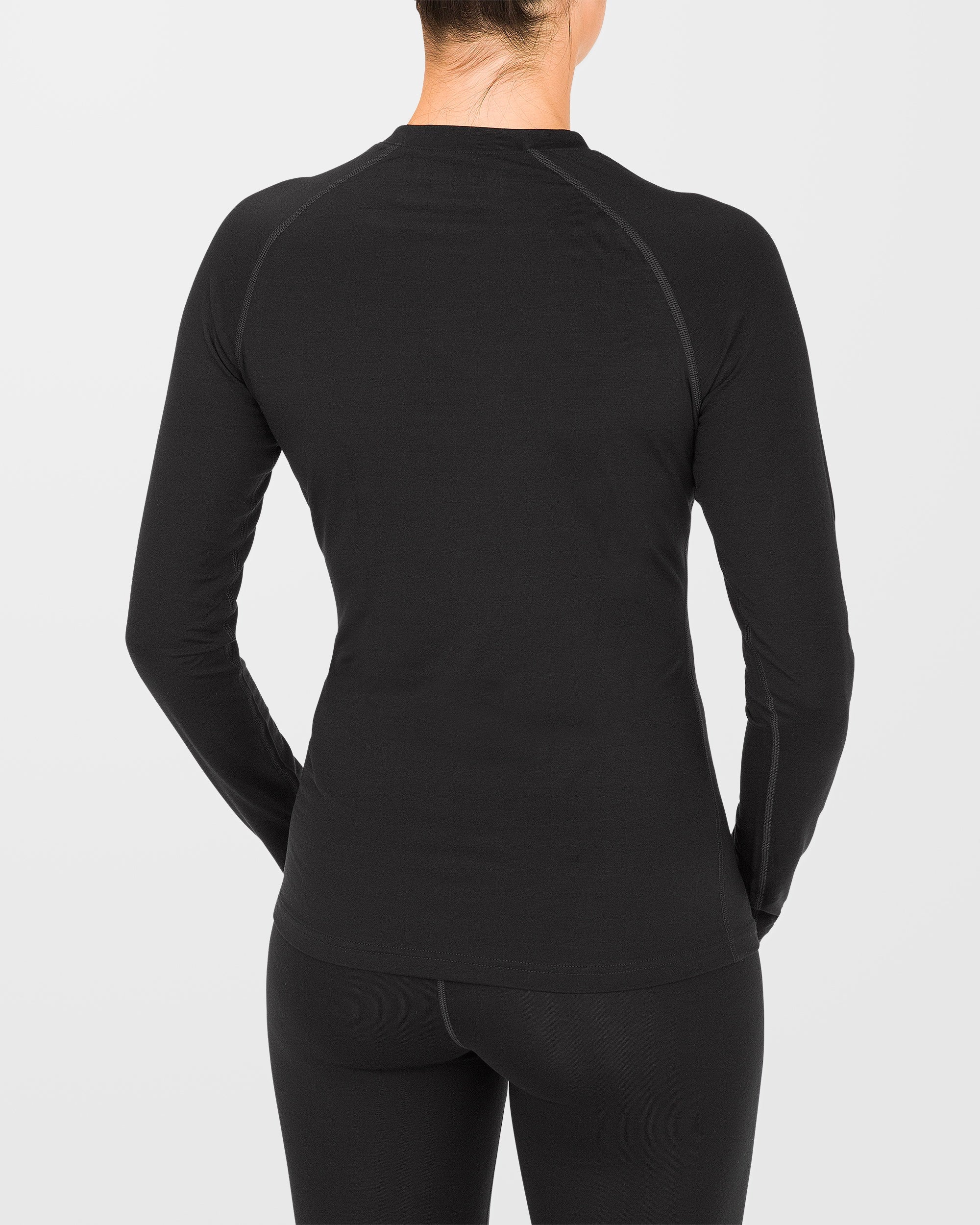 Camiseta Térmica de Base para Mujer - Mezcla de Lana Merina en Ébano