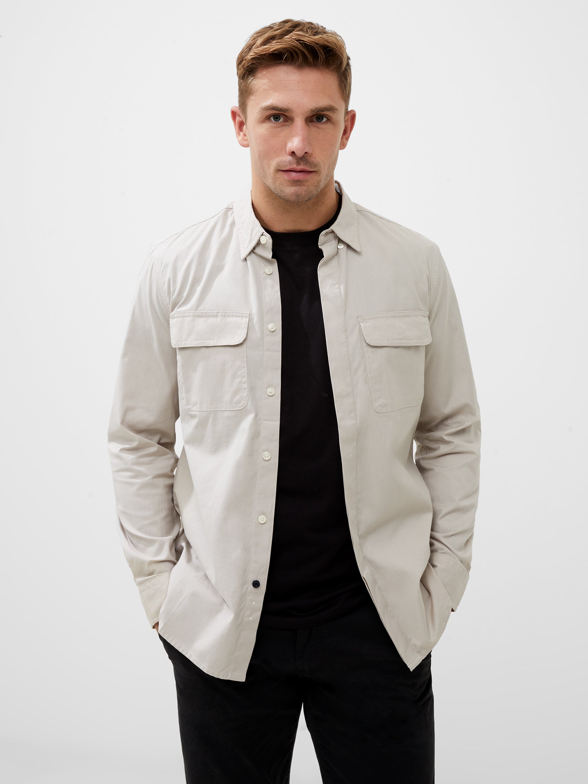 Camisa Overshirt de Algodón con Dos Bolsillos Delanteros