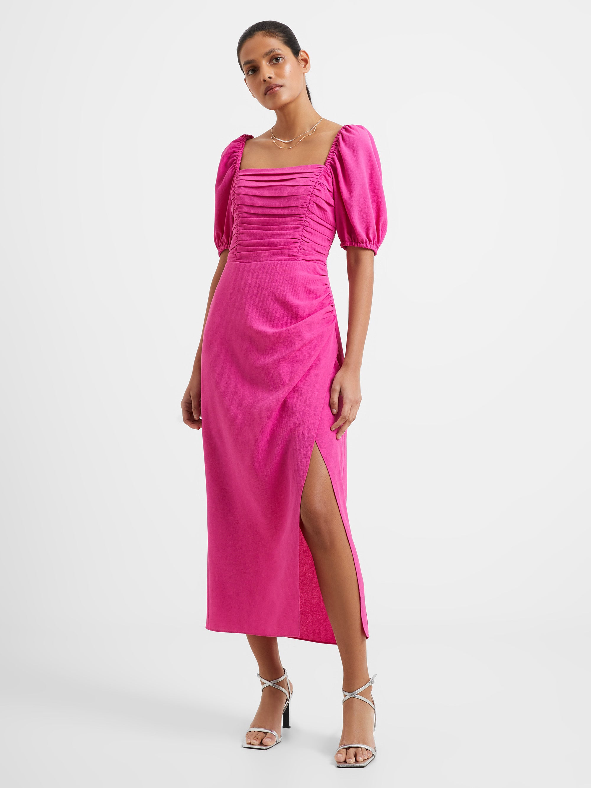Afina Vestido Mid-Length con Detalles Fruncidos - Estilo Casual Inspirado en Verona