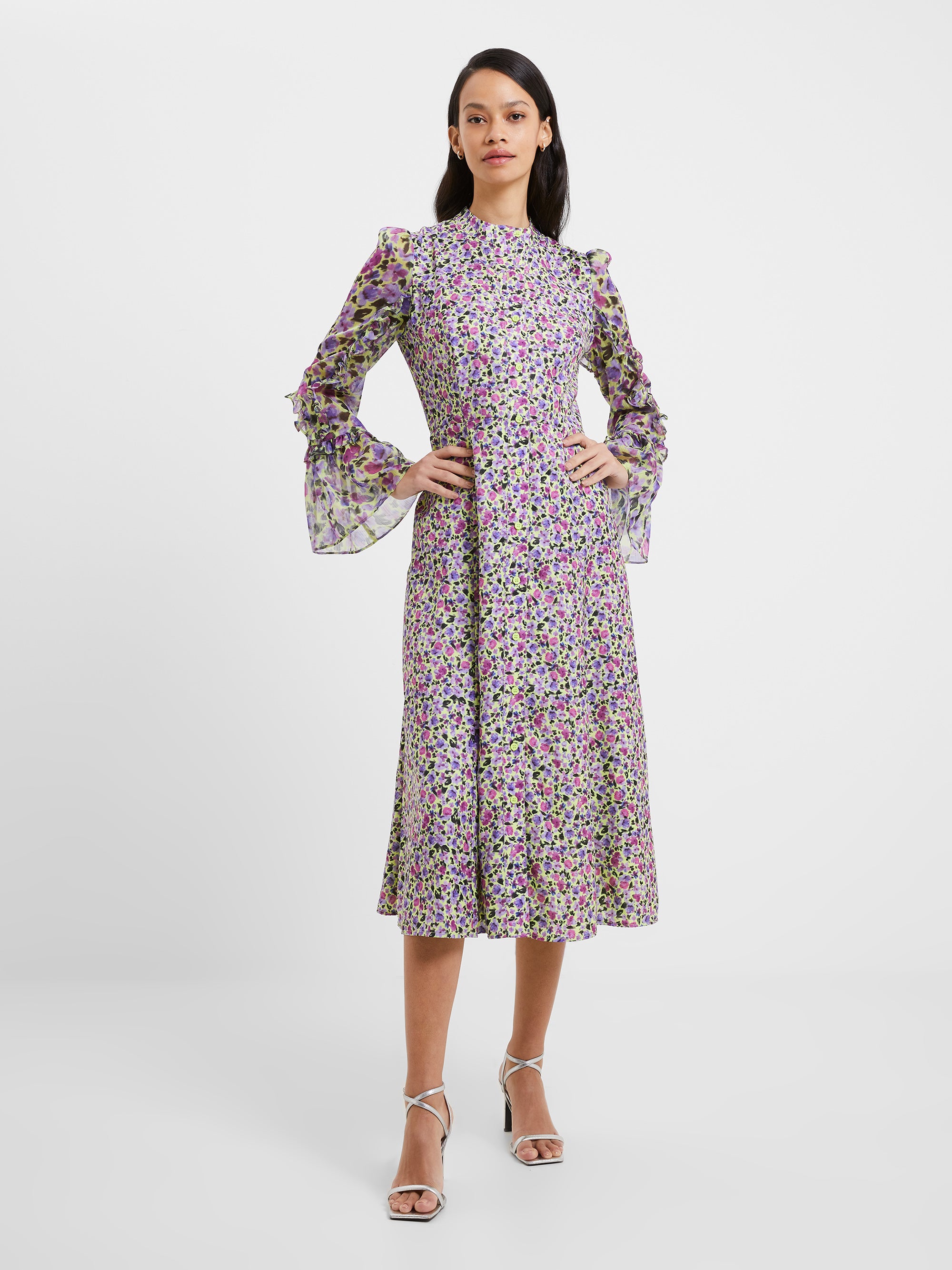 Alezzia Ély Vestido Elegante con Tejido Jacquard Mezclado
