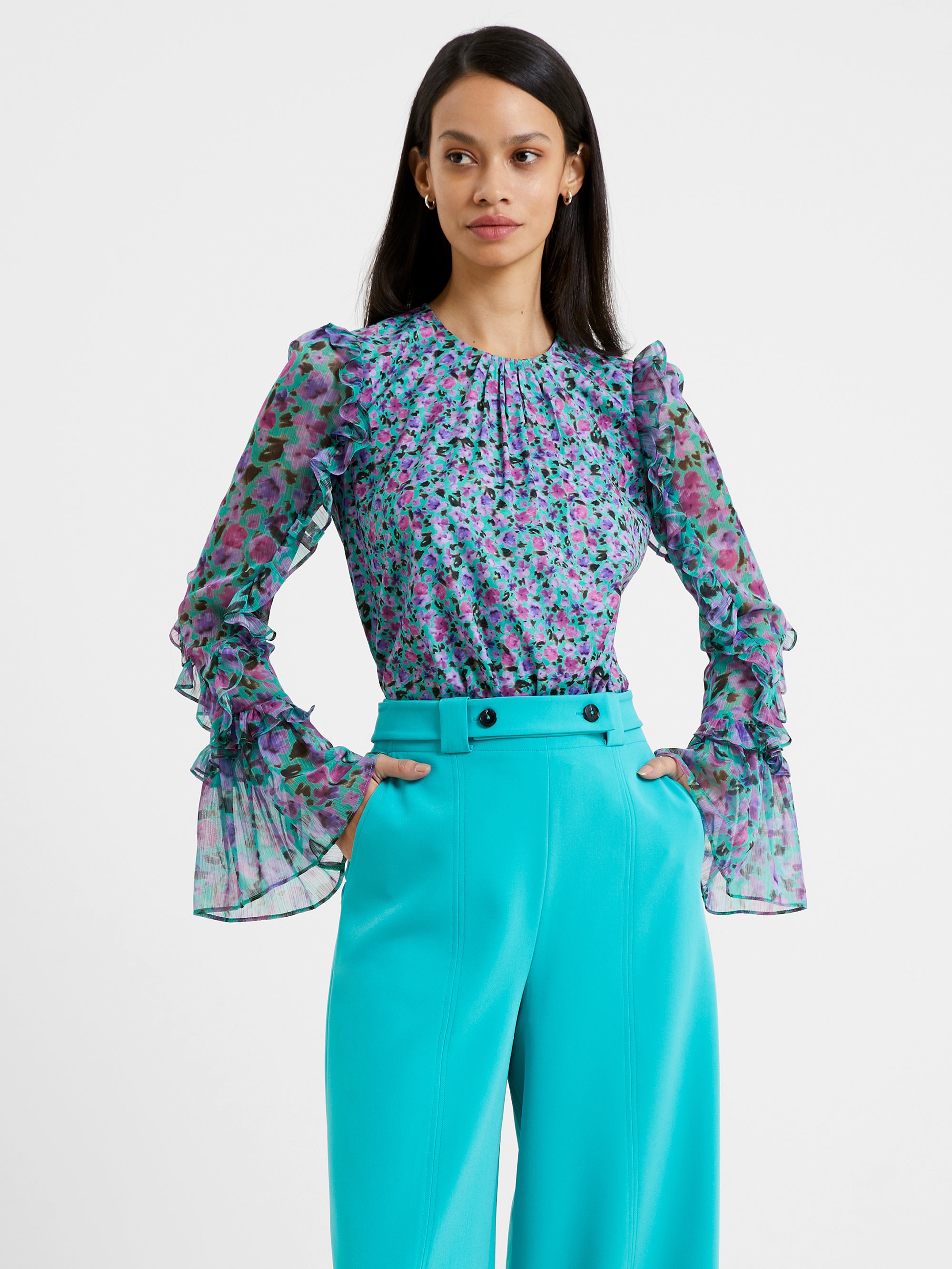 Blusa Jacquard Mezcla Moderna Alezzia Ely - Estilo Elegante con Combinación de Diseño