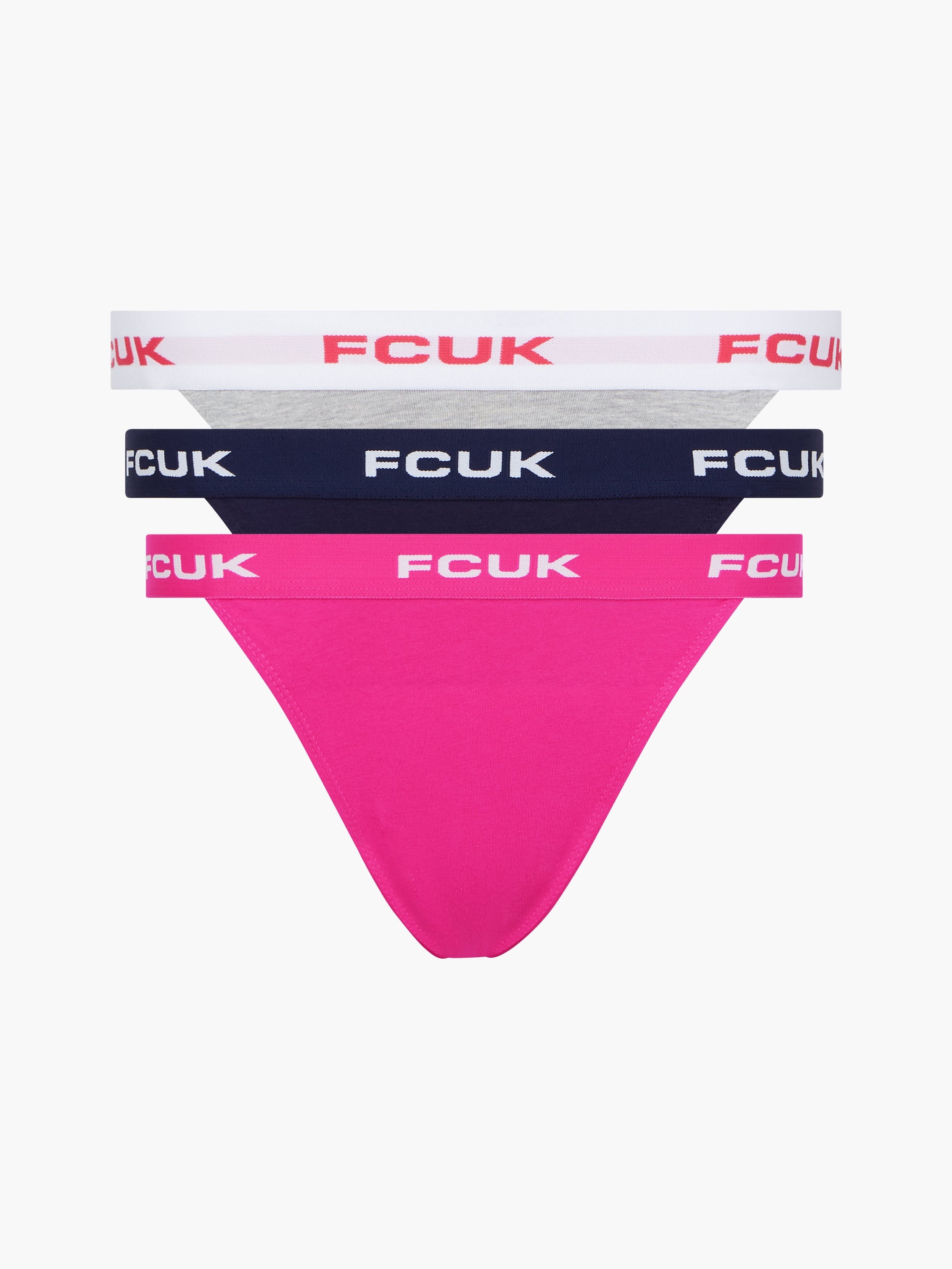 Lote de 3 Bragas Tanga con Logo FCUK - Diseño Esencial