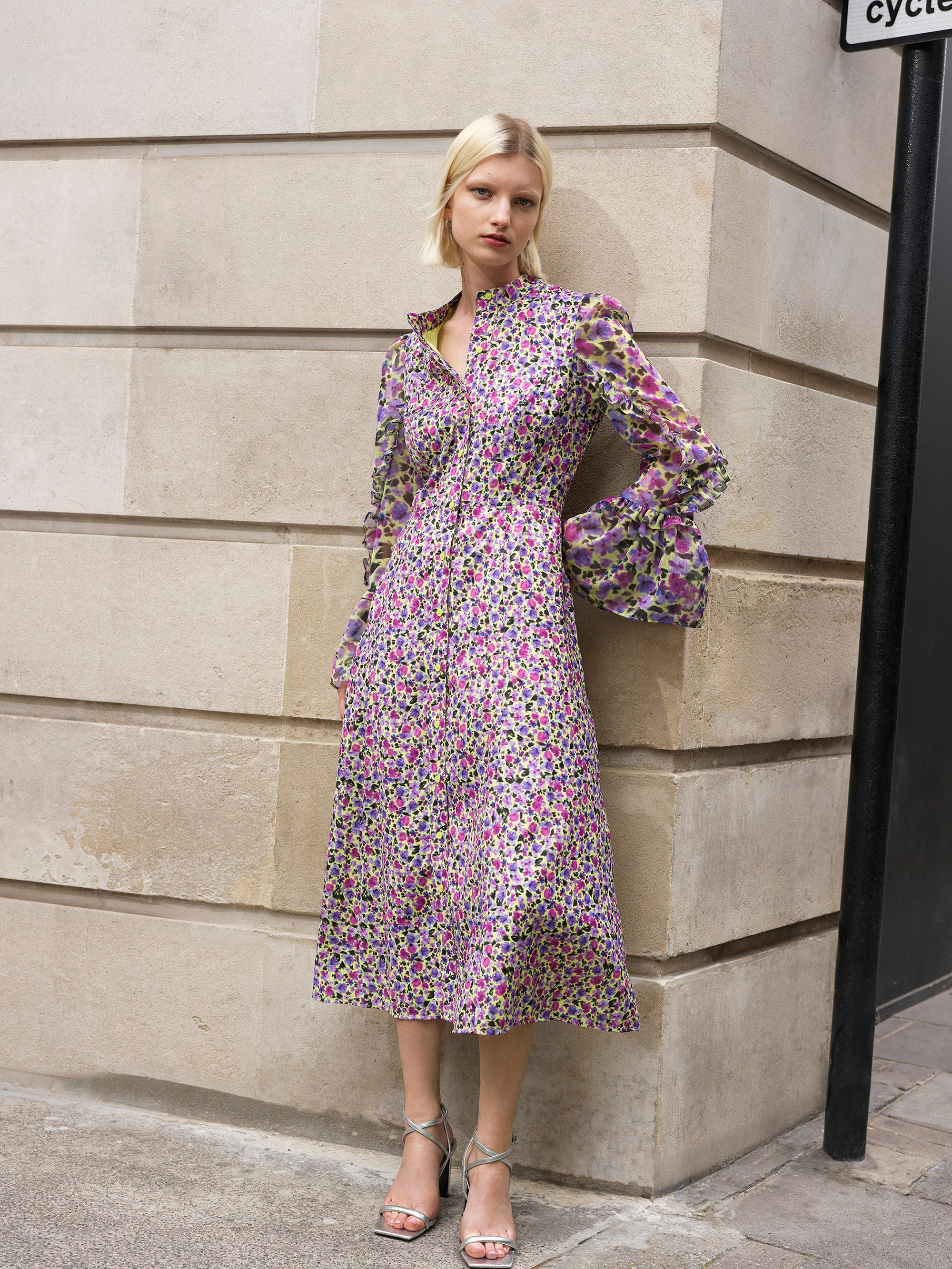 Alezzia Ély Vestido Elegante con Tejido Jacquard Mezclado