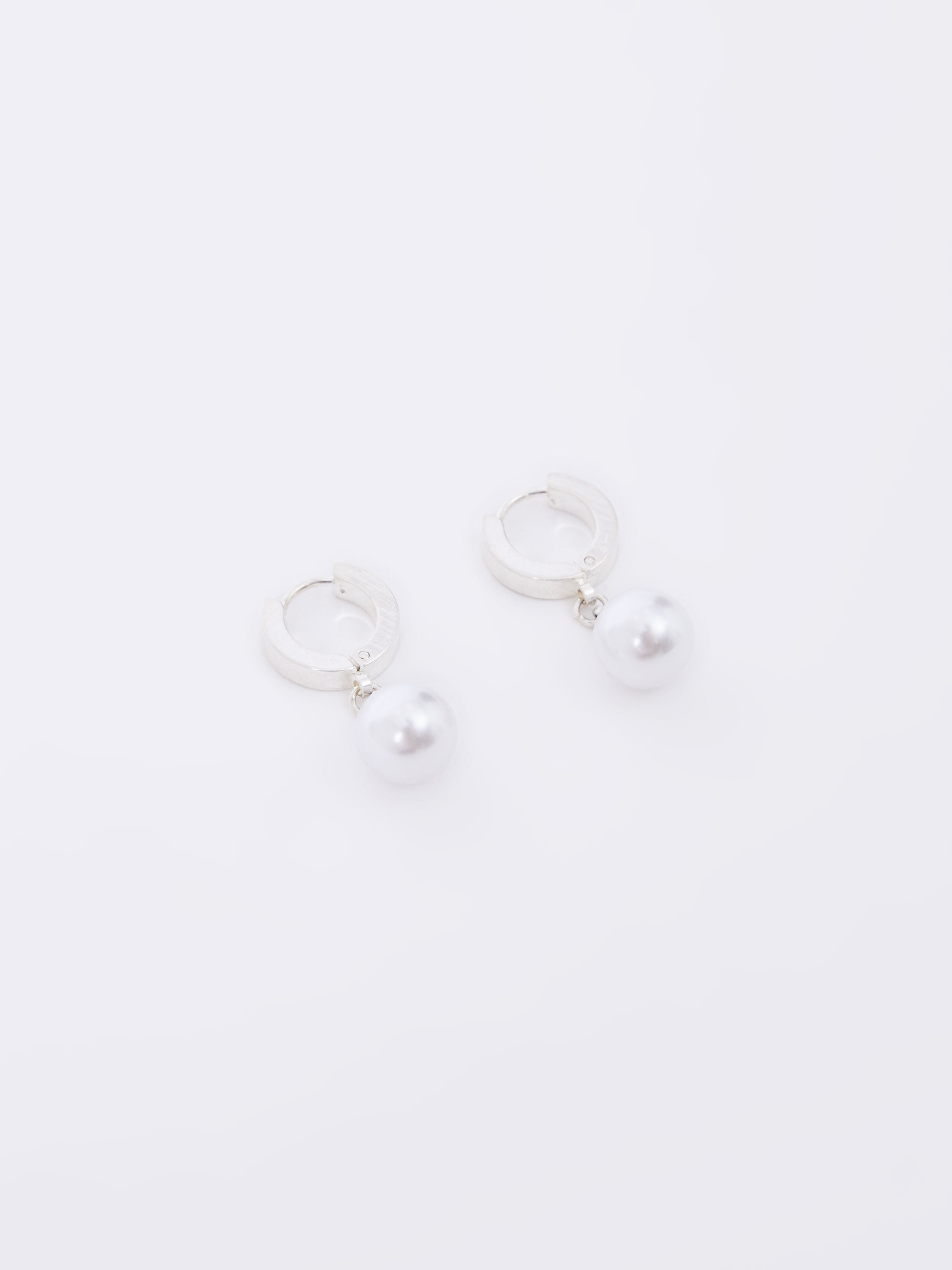 Drop Faux Pearl Huggie Hoop Earrings